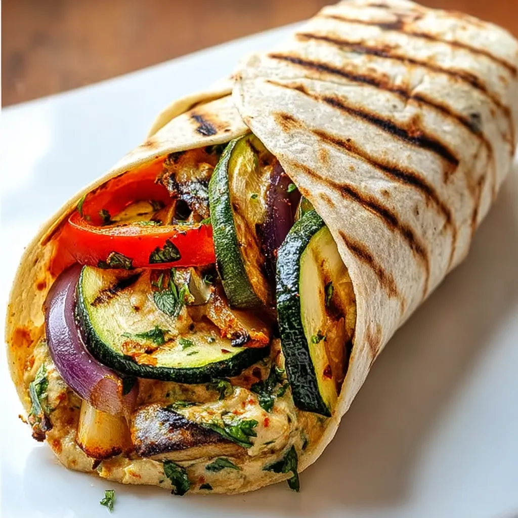 A wrap with vegetables and meat.