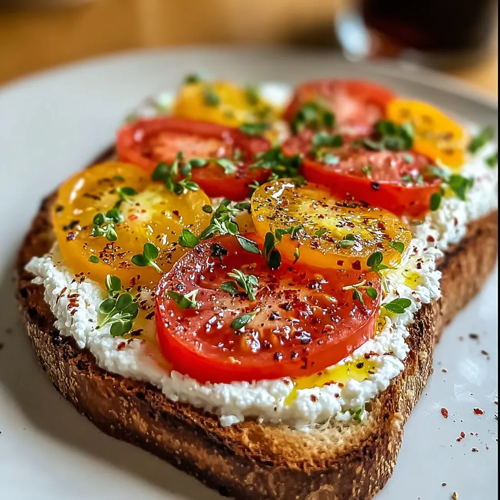 A slice of toast with tomatoes and cheese.