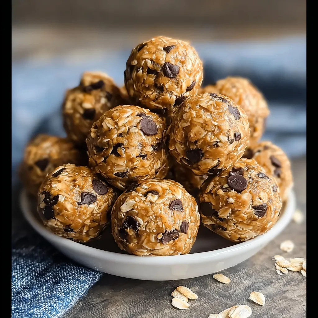 A bowl of chocolate chip granola balls.