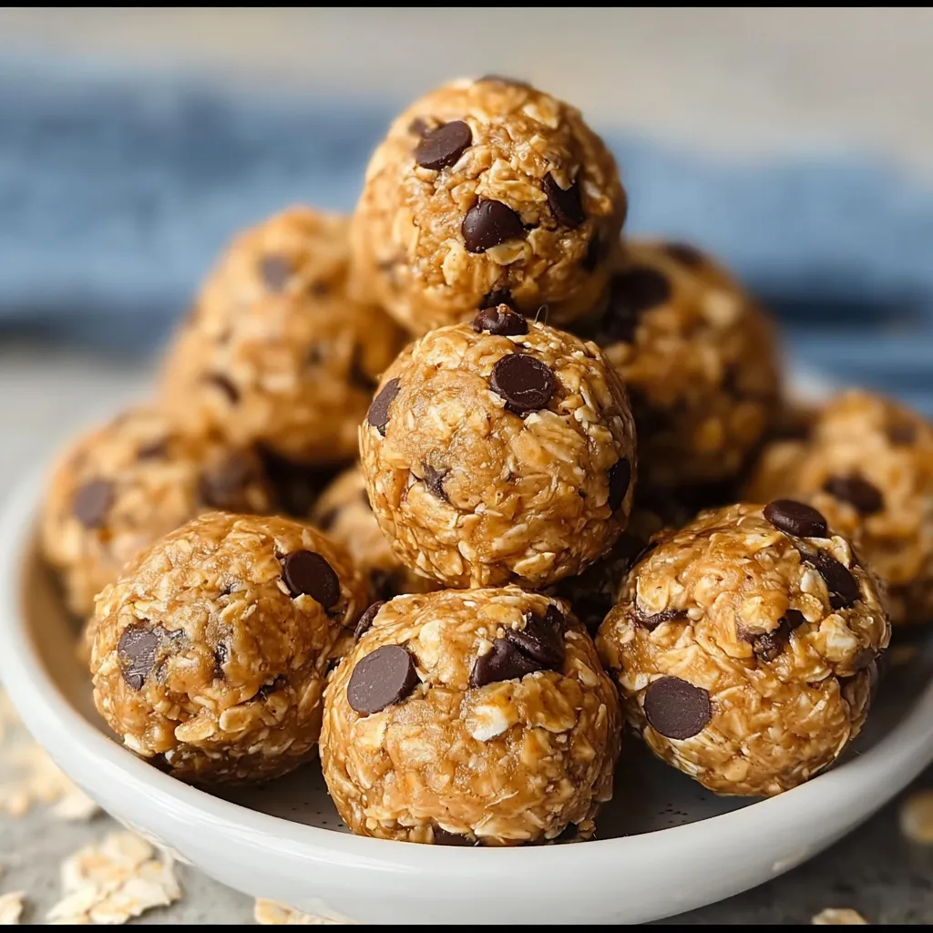 A bowl of chocolate chip granola balls.