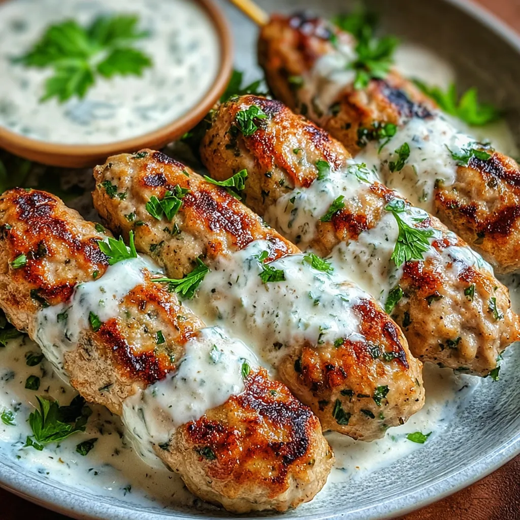 A plate of meat with sauce and garnish.