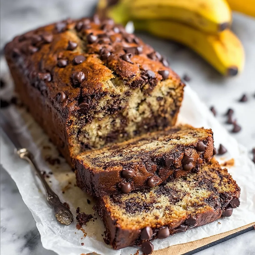 A slice of chocolate chip banana bread.