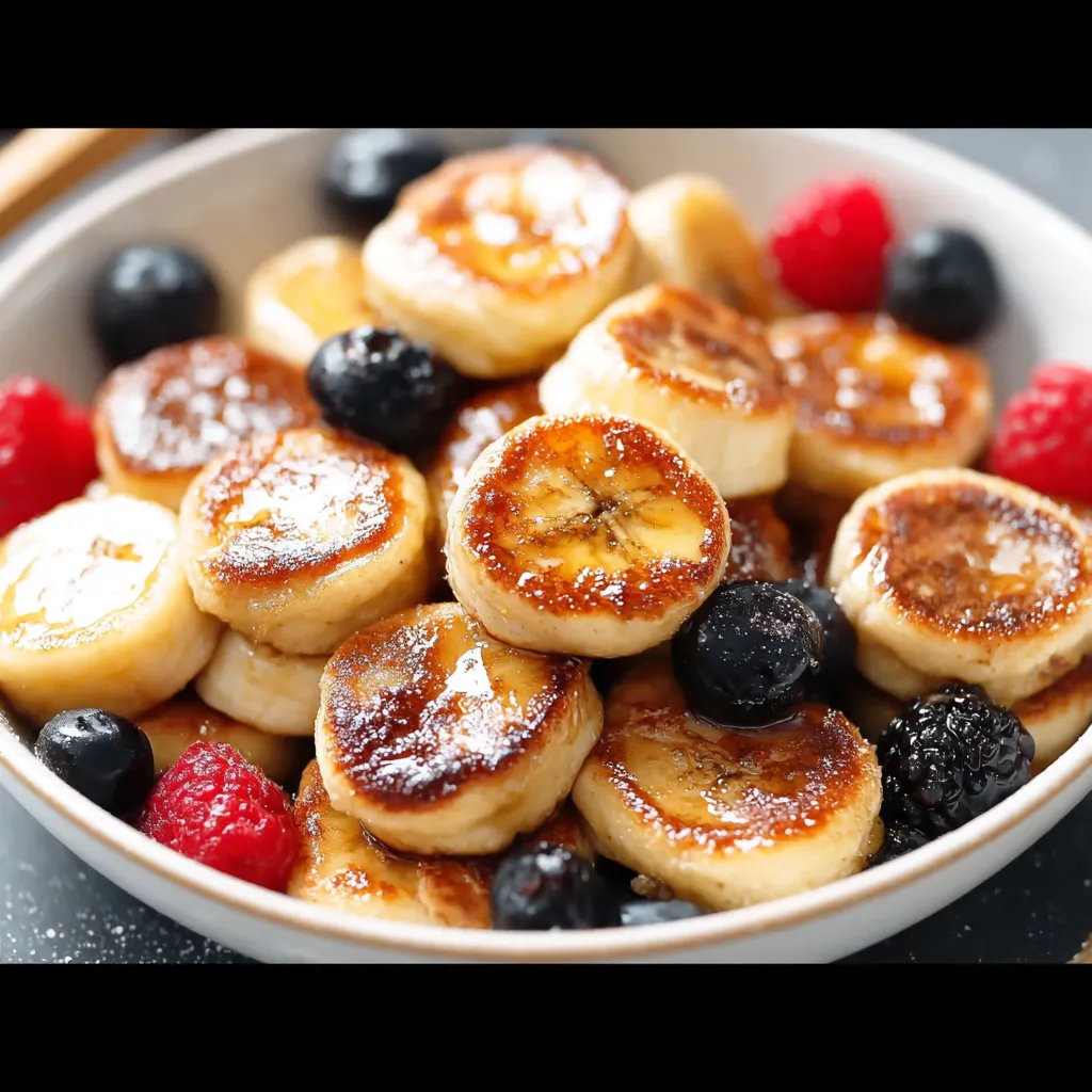 A bowl of fruit with bananas, blueberries, and raspberries.