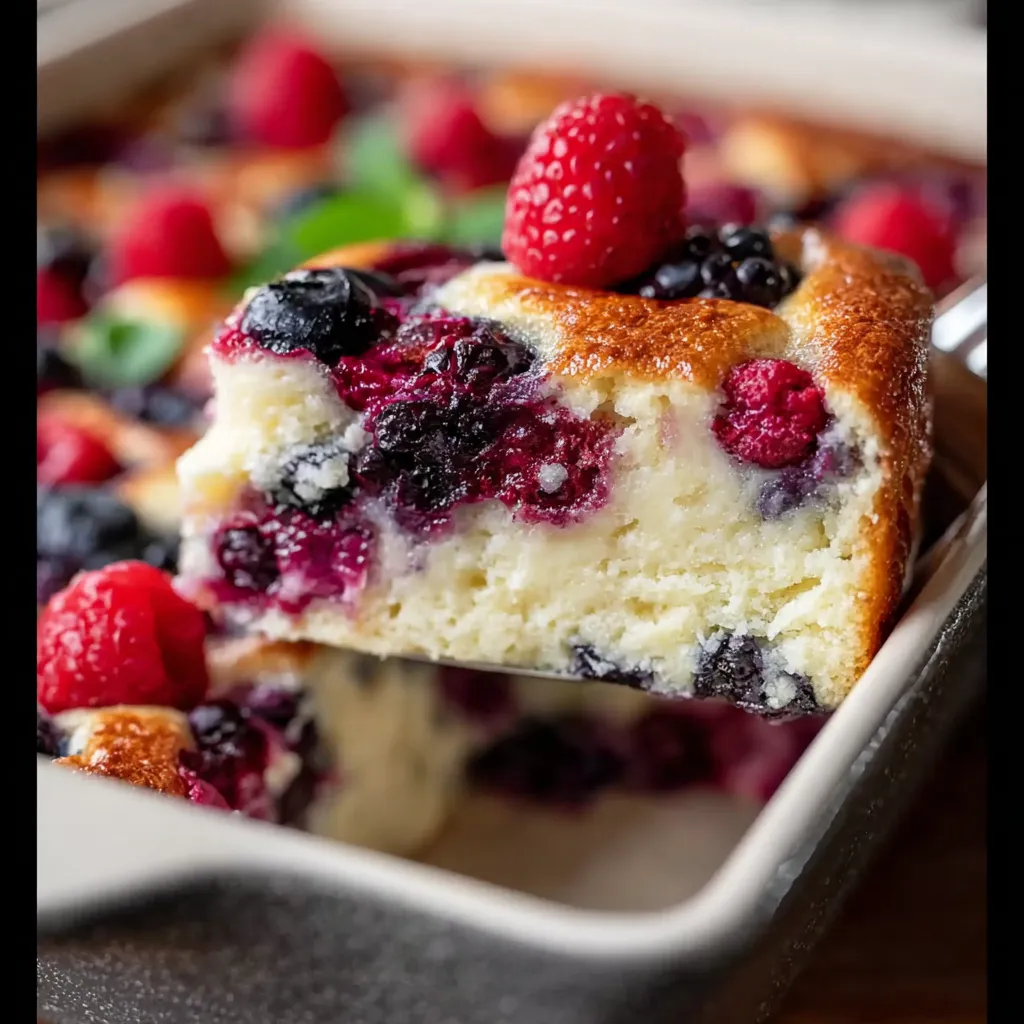 A slice of cake with raspberries on top.