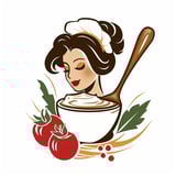 A woman with a spoon in her hand.