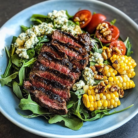 A plate of food with meat, corn, tomatoes, and lettuce.
