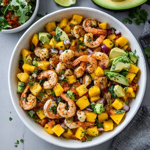 A bowl of shrimp and vegetables.