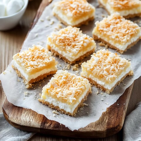A tray of coconut cake squares.