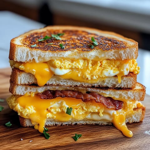 A sandwich with bacon and egg on top.