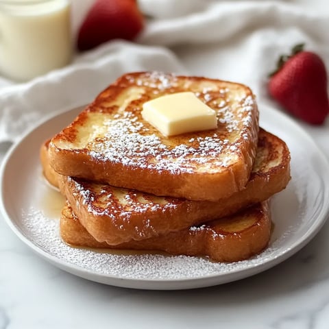 A stack of French toast with butter on top.