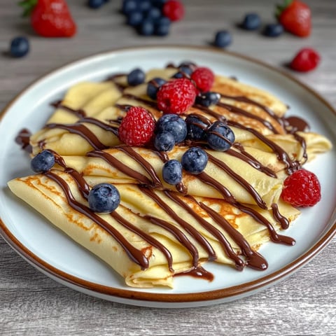 A plate of food with chocolate drizzled on top.